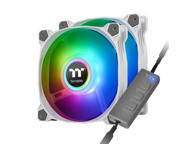 Thermaltake Pure Duo 120mm 168 Million RGB Color 5V ARGB Motherboard Sync 2 Light Rings 18 Addressable LED 9 Blades Hydraulic Bearing White
