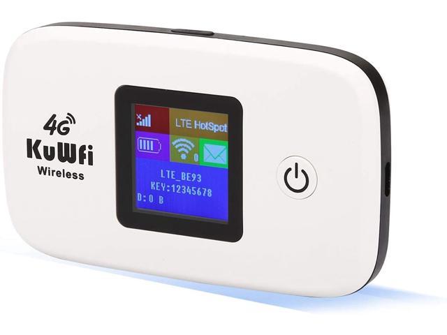 KuWFi 4G LTE Mobile WiFi Hotspot Unlocked Wireless Internet Router Devices with SIM Card Slot for Travel Support B2/B4/B5/B12/B17 Network Band for