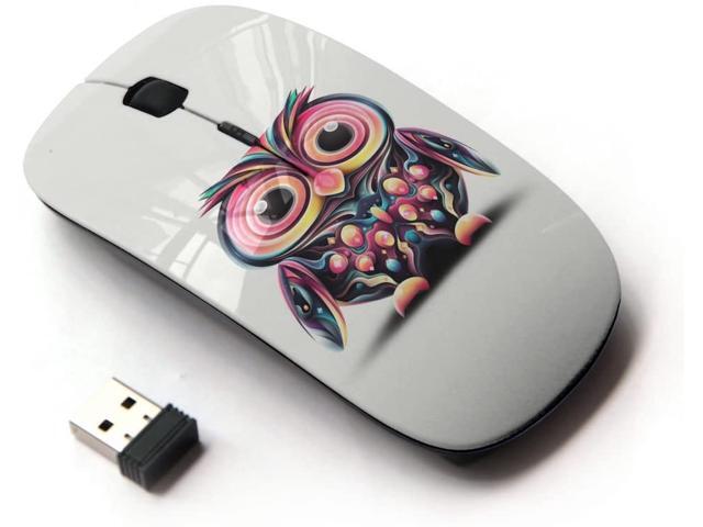 KOOLmouse [ Optical 24G Wireless Mouse ] [ Owl Pink Eyes Colorful Disco Bird Drawing ]