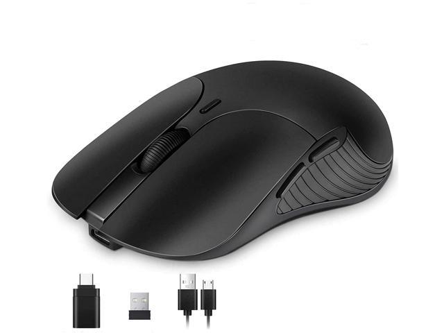 OMOTON Wireless Mouse 24G Rechargeable Slim Wireless Mouse Laptop Mouse with Nano USB Receiver and Type C Adapter for PC Laptop Desktop and All