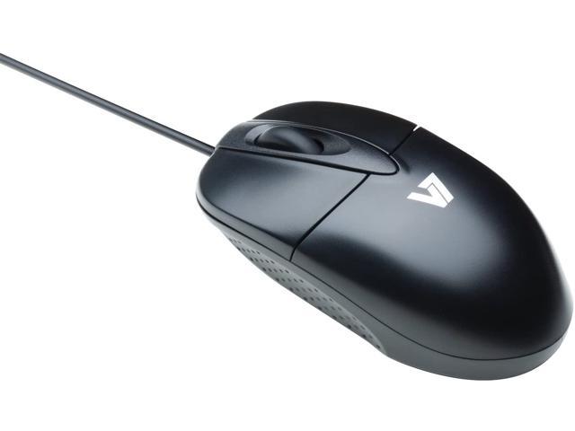 V7 Standard Full size 3 Button USB Optical Mouse with Scroll Wheel for Desktop and Notebooks (M30P10-7N) - Black