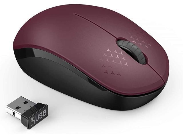 Wireless Mouse 24G Noiseless Mouse with USB Receiver Portable Computer Mice for PC Tablet Laptop - Red & Black