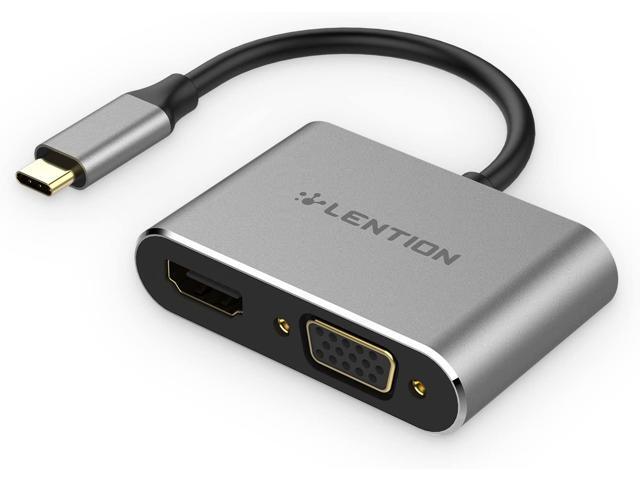 LENTION USB C to HDMI & VGA Adapter Up to 4K/30Hz Digital AV HDMI Output Compatible 2020-2016 MacBook Pro 13/15/16 New Mac Air/iPad Pro New Surface