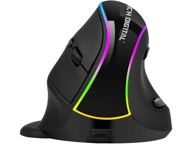 J-Tech Digital Ergonomic Mouse with Wireless Connection Removable Palm Rest Thumb Buttons Rechargeable Battery 800 1200 1800 3200 Adjustable DPI