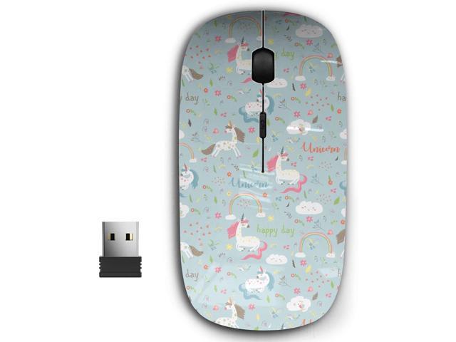 24G Ergonomic Portable USB Wireless Mouse for PC Laptop Computer Notebook with Nano Receiver ( Girl Unicorn )