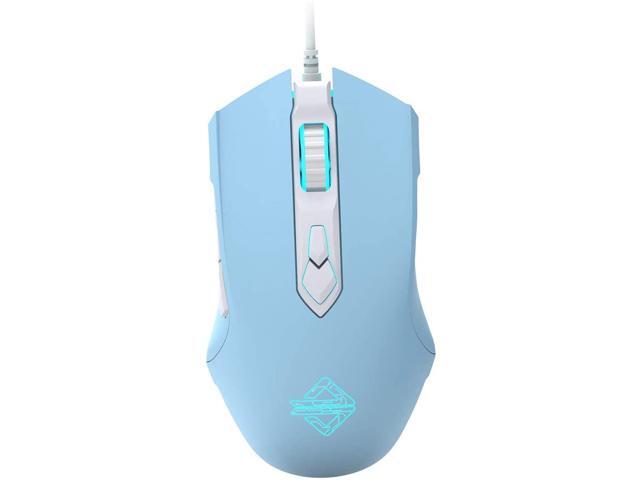 RGB Lightweight Gaming Mouse Programmable 7 Buttons Ergonomic LED Backlit USB Gamer Mice Computer Laptop PC for Windows Mac OS Linux Pink (Blue)