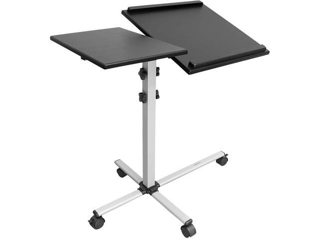 Mount-It! Rolling Laptop Tray and Projector Cart Height Adjustable Presentation Cart with Wheels Overbed Table with Tilting Tabletop (MI-7945)