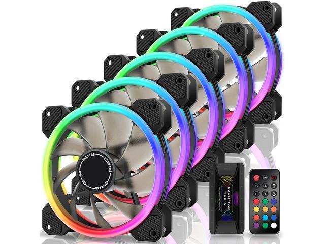 Dual Ring 120mm RGB Case Fan with Fan Hub X and Remote – EZDIY-FAB