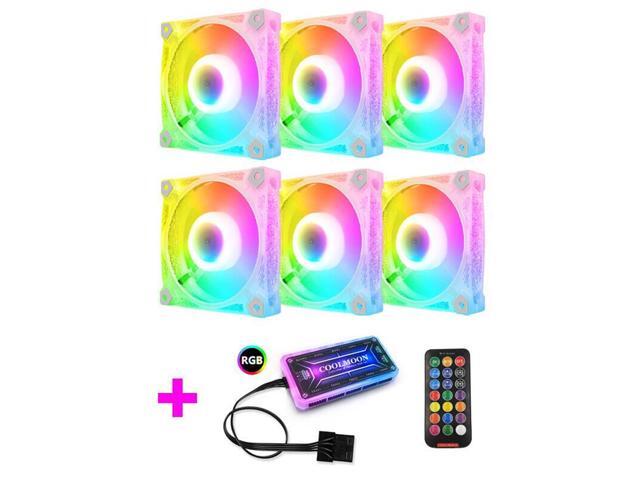 COOLMOON RGB Case Fans120mm Square Diamond Silent Computer Cooling PC Case Fan RGB Color Changing LED Fan with Remote Control