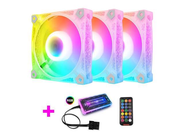 COOLMOON RGB Case Fans120mm Square Diamond Silent Computer Cooling PC Case Fan RGB Color Changing LED Fan with Remote Control