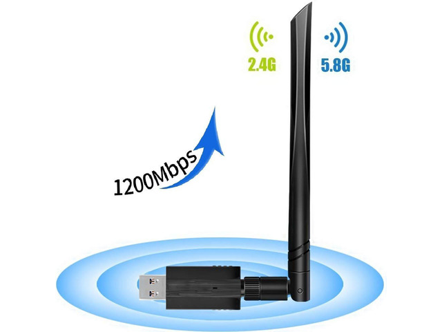 BrosTrend USB WiFi Dongle 1200Mbps Long Range, USB WiFi Adapter for PC