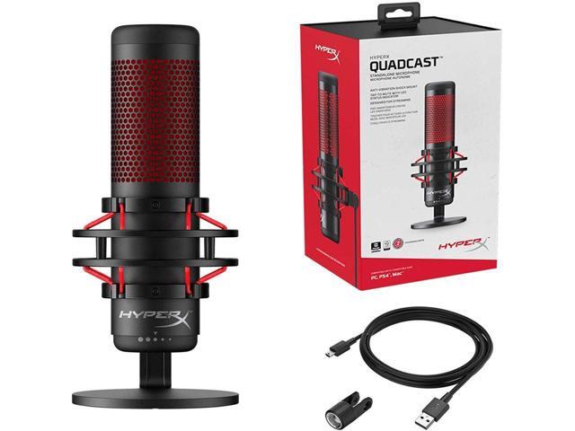 HyperX QuadCast - USB Condenser Gaming Microphone for PC PS4 and Mac Anti-Vibration Shock Mount Four Polar Patterns Pop Filter Gain Control
