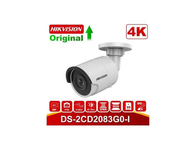 Hikvision 80MP 4K UltraHD Exir Bullet Camera 4mm 3840x2160 EXIR 98ft Night Vision Hikvision DS-2CD2083G0-ISmart H265+ WDR3DNR SD Card Slot