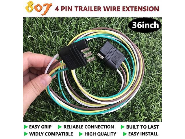 234568 pin Trailer Wire Extension 36inch for LED Brake Tailgate Light Bars 4 Wire 4Flat Trailer Light Wiring Harness Extension 4Way Plug 4 Pin Male