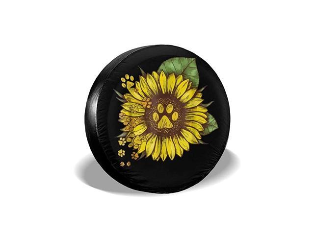Spare Tire Cover Sunflower Polyester Universal Sunscreen Waterproof Wheel Covers for Trailer RV SUV Truck and Many Vehicles (14' 15' 16' 17')