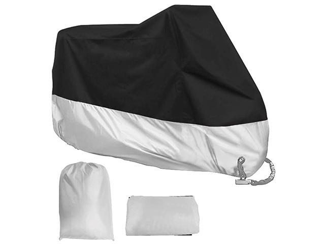 Motorcycle Cover All Season Waterproof Outdoor Dustproof Durable Vehicle Cover with Lock Holes Fits up to 116 inches for Harley Davidson Honda