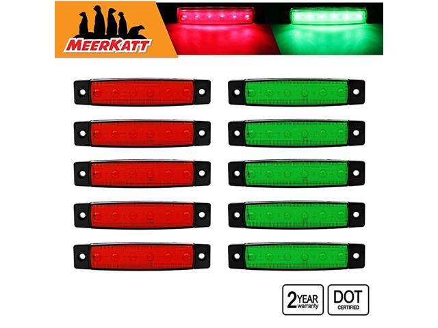 10 x 38 Truck Bus Boat Trailer Green Red Side Marker Indicators Light Lamp 6LED Marker Light Red Rear Side Marker Light Truck Cab Marker Light RV