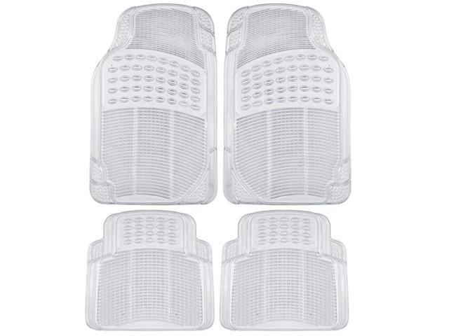 Heavy Duty 4pc Front Rear Rubber Floor Mats for Car SUV Van Truck All Weather Protection Universal Fit Clear
