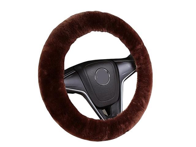 Car Stretch-on Steering Wheel Cover Soft Australian Natural Sheepskin Luxurious Wool Vehicle Non-slip Wheel Cushion Protector Available for 35cm-43cm