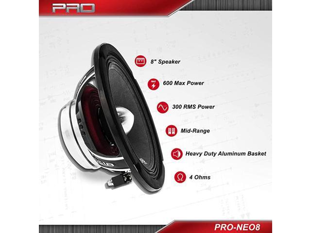 PRO-NEO8 Loudspeaker - 8' Midrange Heavy Duty Aluminum Basket 600W Max 300W RMS 4 Ohms Neodymium Magnet - The Most Elegant Neodymium Full