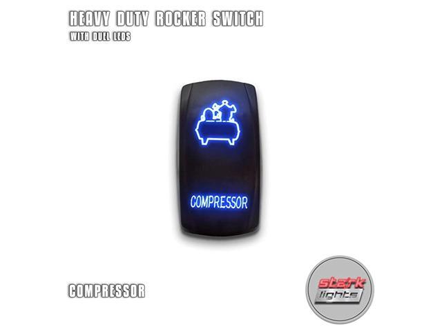 COMPRESSOR - Blue - 5-PIN Laser Etched LED Rocker Switch Dual Light - 20A 12V ON/OFF