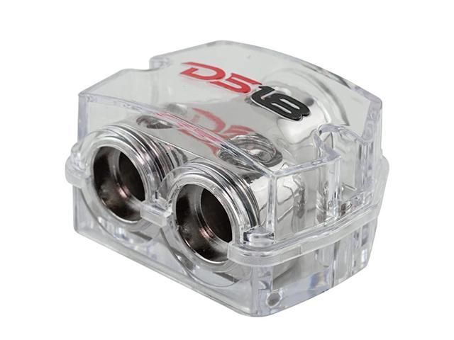 DB1020 Distribution Ground Block 1 x 0GA in 2 x 0GA Out Nickle Plated Internal Materials HighStrength Heat Resistant Plastic Housing Oversized
