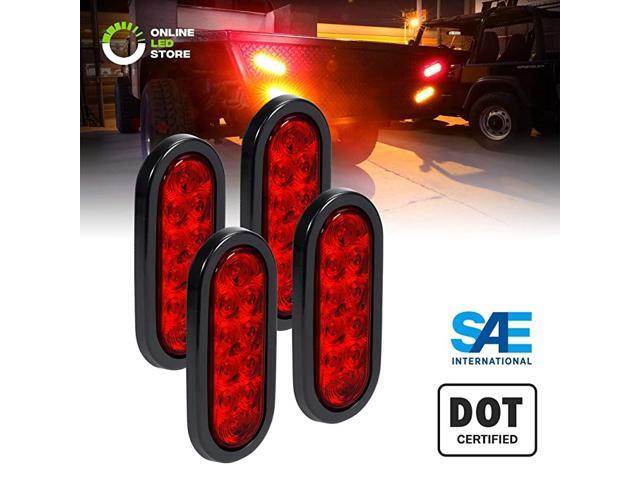 6quot Red Oval LED Trailer Tail Light Kit DOT FMVSS 108 SAE S2TSI6P2 Grommet amp Plug Included IP67 Waterproof Stop Turn Tail Trailer Brake Lights
