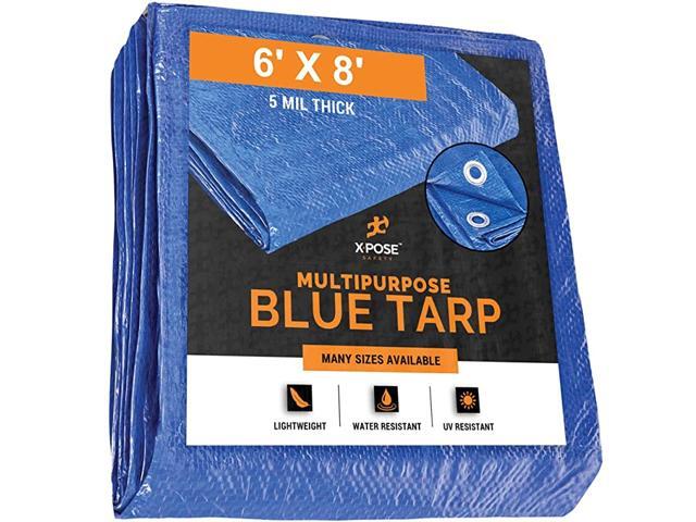 Better Blue Poly Tarp 6' x 8' - Multipurpose Protective Cover - Lightweight Durable Waterproof Weather Proof - 5 Mil Thick Polyethylene - by