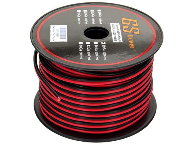 Gauge Stranded Copper Clad Aluminum 100 Red 100 Black Bonded Zip Cord Wire for 12 Volt Automotive Harness Car Audio Hookup Amplifier LED Light Wiring