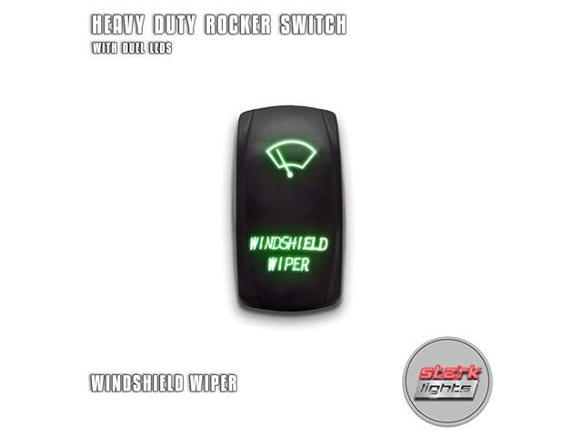 WINDSHIELD WIPER - Green - 5-PIN Laser Etched LED Rocker Switch Dual Light - 20A 12V ON/OFF
