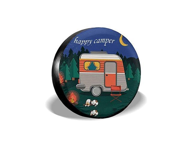 Happy Camper Spare Tire Covers Potable Dirt Protector Wheel Covers Weather-Proof for Trailer RV SUV Truck Camper Travel Trailer Accessories 14 15