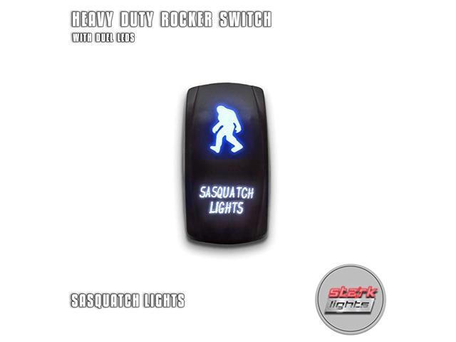 SASQUATCH LIGHTS - Blue/White - 5-PIN Laser Etched LED Rocker Switch Dual Light - 20A 12V ON/OFF