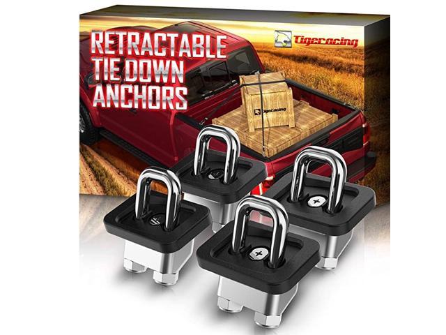 Tie Down Anchors Retractable Truck Bed Side Wall D Ring Compatible with 07-2021 Silverado & Sierra 1500 2500 3500 15-2021 Colorado & Canyon