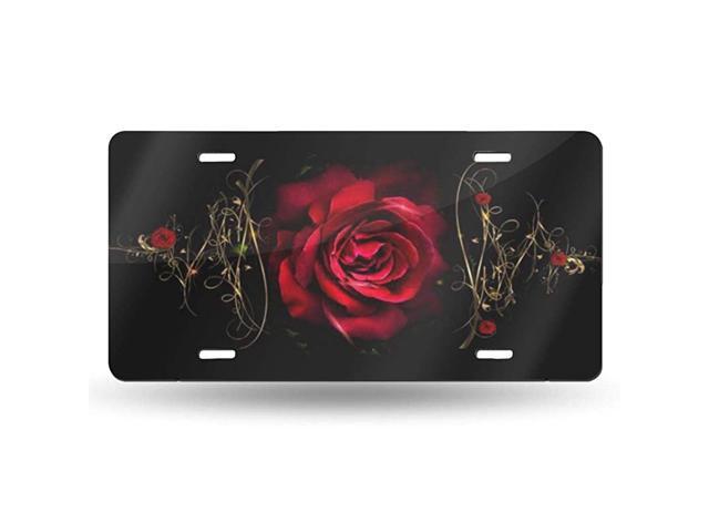 Spiritual Rose Sunflower American Flag Pattern License Plate Aluminum Metal License Plate Car Tag Novelty Home Decoration for Women Girls Men Boys