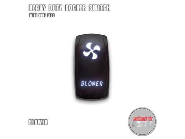 BLOWER - White - 5-PIN Laser Etched LED Rocker Switch Dual Light - 20A 12V ON/OFF
