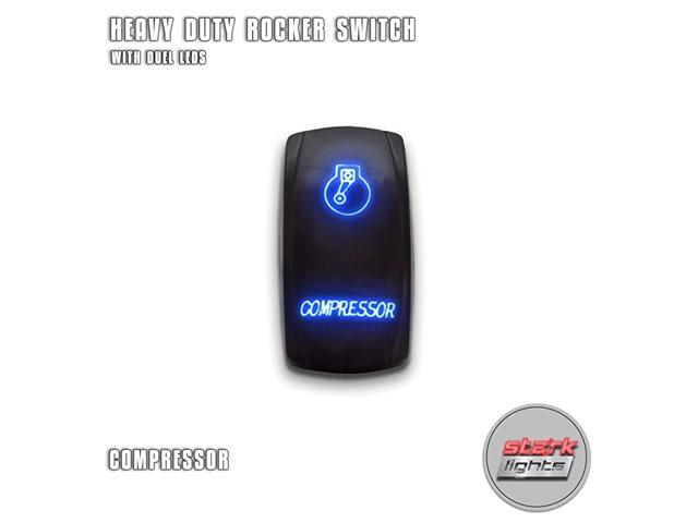 COMPRESSOR - Blue - 5-PIN Laser Etched LED Rocker Switch Dual Light - 20A 12V ON/OFF