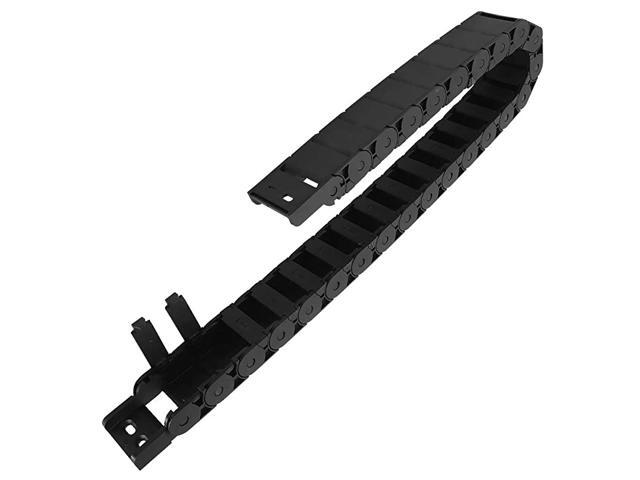 R28/38 15mm x 30mm(Inner H x Inner W) Black Plastic Cable Wire Carrier Drag Chain 1M Length for CNC with End Connectors - Semi Enclosed Type