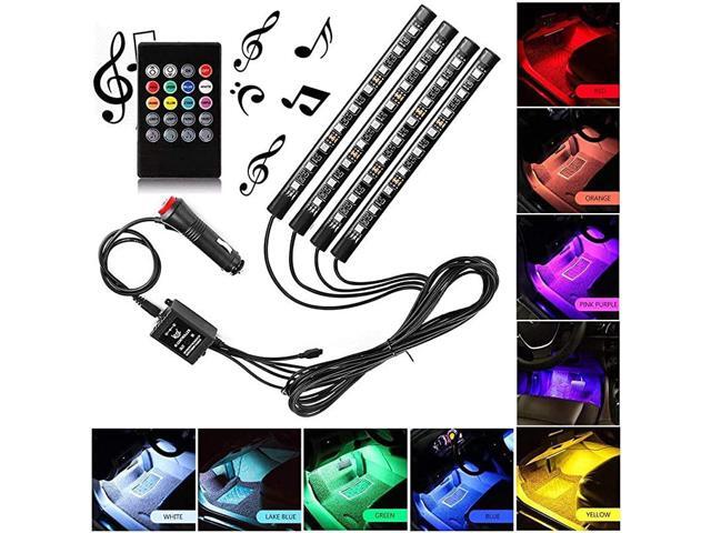 Car LED Strip Light 4pcs 36 LED DC 12V Multicolor Music Car Interior Light LED Under Dash Lighting Kit with Sound Active Function and Wireless