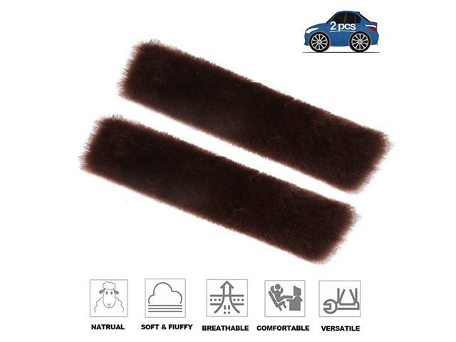 2Pcs Car Soft Plush Seat Belt Shoulder Pad Strap Cover Adjuster Protector Comfortable Driving (Black)