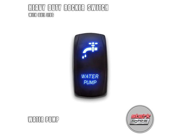 WATER PUMP - Blue - 5-PIN Laser Etched LED Rocker Switch Dual Light - 20A 12V ON/OFF