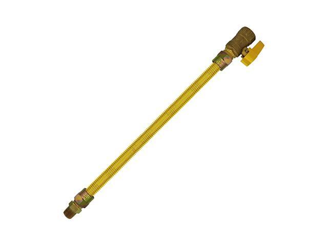 24-in Yellow Coated Gas Line Connector 5/8-in OD 1/2-in Male and 3/4-in Female Fittings with Shut Off Valve