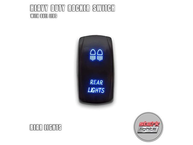 REAR LIGHTS - Blue - 5-PIN Laser Etched LED Rocker Switch Dual Light - 20A 12V ON/OFF