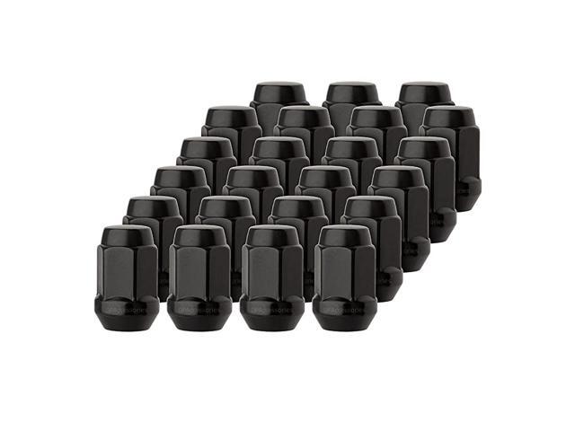 Black 1/2-20 Closed End Bulge Acorn Lug Nuts - Cone Seat - 3/4' Hex