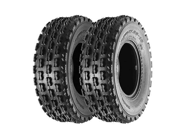 Set of 2 22x7-10 22-7-10 Front ATV Tires Quad Sport ATV UTV Tires 22x7x10 4-Ply Mud Sand Snow and Rock Tires Tubeless Knobby Sport Tires