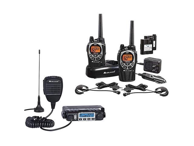 Two-Way Radio - with External Magnetic Mount Antenna & GXT1000 Radio - Long Range Walkie Talkies (Black/Silver Pair Pack)