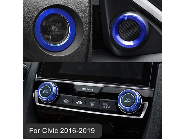 Audio Speaker Engine Auto Press Start Ignition AC Climate Knob Ring Sticker for 10th Gen Honda Civic