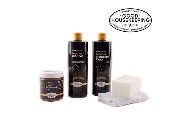 Leather Complete Restoration Kit - Set Includes Leather Recoloring Balm Protection Cream Cleaner Sponge and Cloth - Restore and Repair Sofas