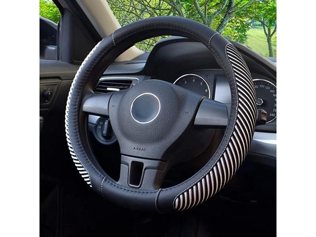 Steering Wheel Cover Microfiber Leather and Viscose Breathable Anti-Slip Odorless Warm in Winter and Cool in Summer Universal 15 Inches (New