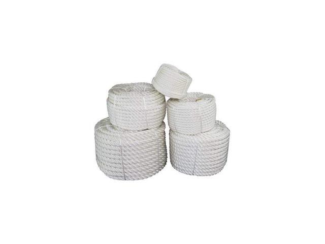Twisted Nylon Rope - Multipurpose Utility Line for Crafts and Heavy Load Uses (1' x 25ft White)