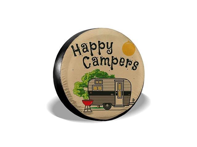 Happy Camper Spare Tire Covers Potable Dirt Protector Wheel Covers Weather-Proof for Trailer RV SUV Truck Camper Travel Trailer Accessories 14 15